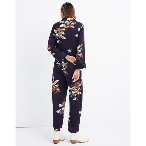 NWT Madewell Satin Pajama Jumpsuit in Blooming Oasis - Picture 3 of 12